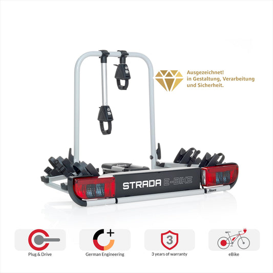 Atera Strada E-Bike 022686 Fahrradträger, Anhängerkupplung, 2 Fahrräder, Rückleuchten