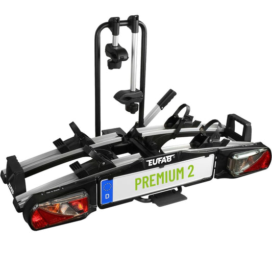 EUFAB PREMIUM 2 11521 Fahrradträger, Anhängerkupplung, 2 Fahrräder, E-Bike geeignet, Diebstahlschutz
