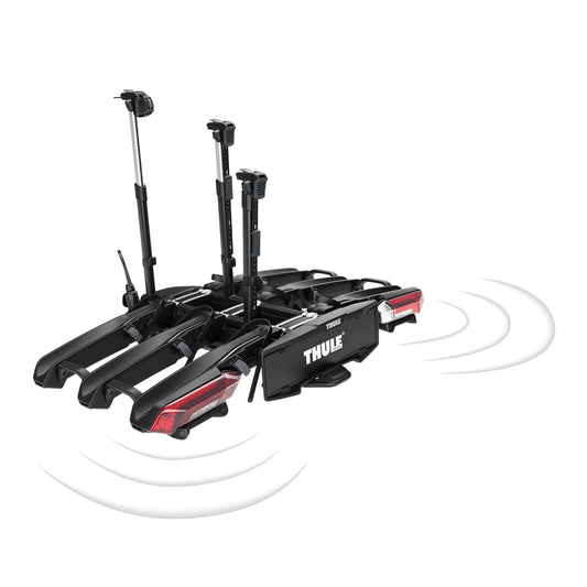 Thule Epos ParkSecure Fahrradträger, Anhängerkupplung, 3 Fahrräder, klappbar, Parksensoren, schwarz