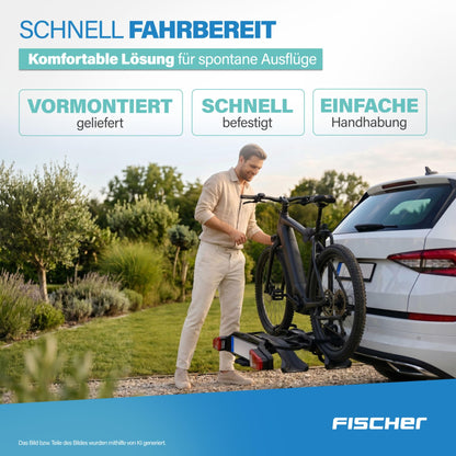 FISCHER RoadLine Black Fahrradträger, 2 Fahrräder/E-Bikes, bis 60 kg, abschließbar, schwarz