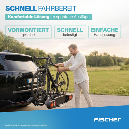 FISCHER ProlineEvo 3 Fahrradträger, Anhängerkupplung, 3 Fahrräder, E-Bike geeignet