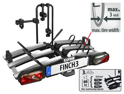 EUFAB FINCH 11598 Fahrradträger, 3 Fahrräder, schwarz