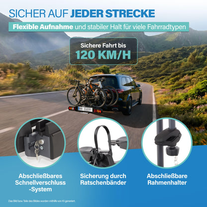 FISCHER ProlineEvo 3 Fahrradträger, Anhängerkupplung, 3 Fahrräder, E-Bike geeignet