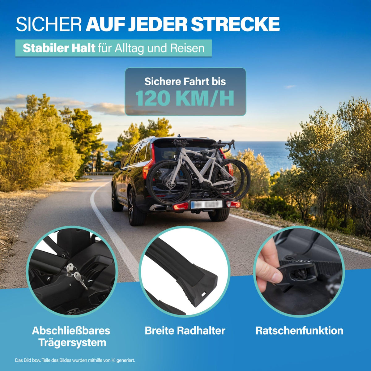 FISCHER RoadLine Black Fahrradträger, 2 Fahrräder/E-Bikes, bis 60 kg, abschließbar, schwarz