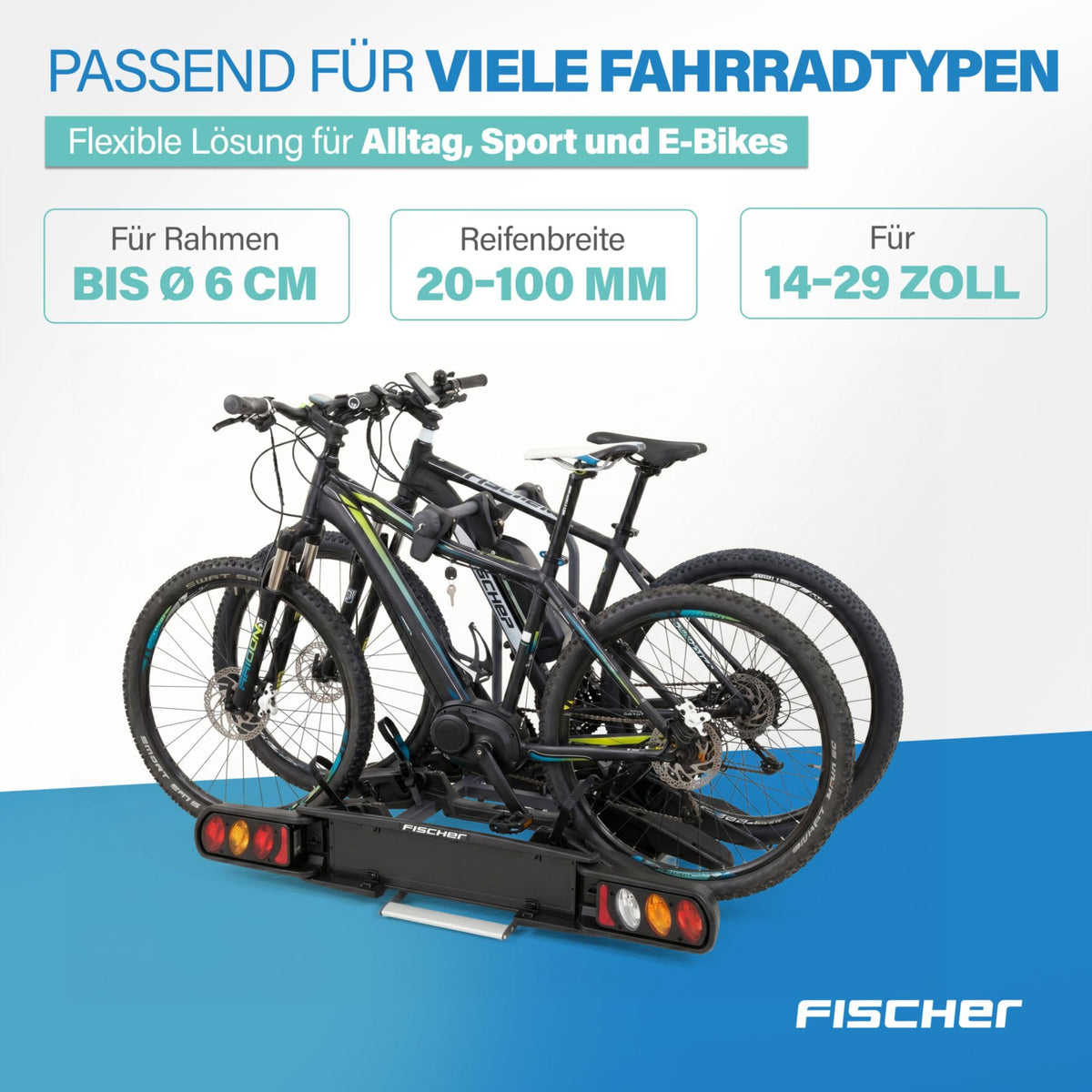 FISCHER ProlineEvo 3 Fahrradträger, Anhängerkupplung, 3 Fahrräder, E-Bike geeignet