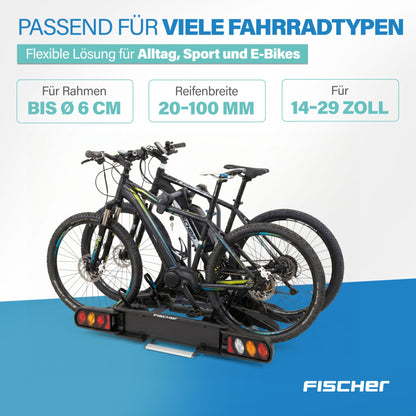 FISCHER ProlineEvo 3 Fahrradträger, Anhängerkupplung, 3 Fahrräder, E-Bike geeignet