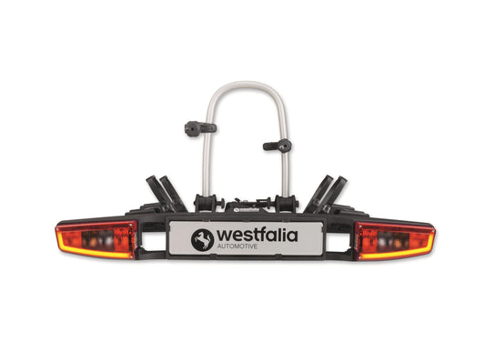 Westfalia Bikelander Fahrradträger, Anhängerkupplung, 2 Fahrräder, E-Bike geeignet, faltbar, LED